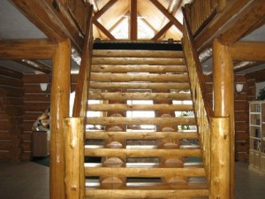 Polished Log Staircase